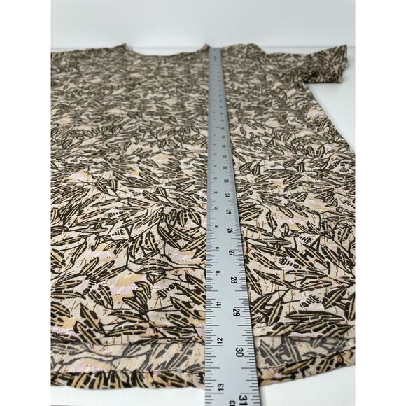 Vintage FLAX Joanne Engelhart Tunic Blouse Botanical Leaves Vtg Cream Brown‎ S - Picture 10 of 11